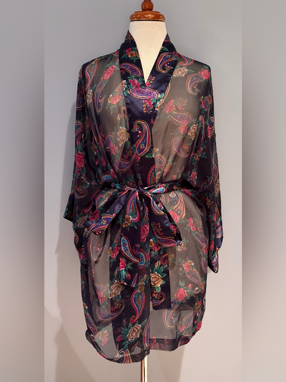 Floral Paisley Sheer Kimono Robe